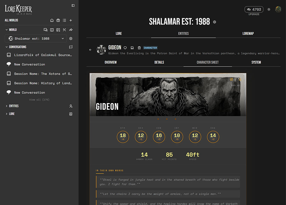 Character Sheet